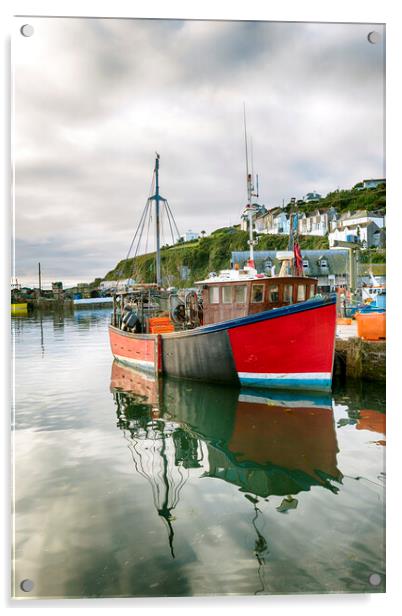 Red Fishing Boat Acrylic by Helen Hotson