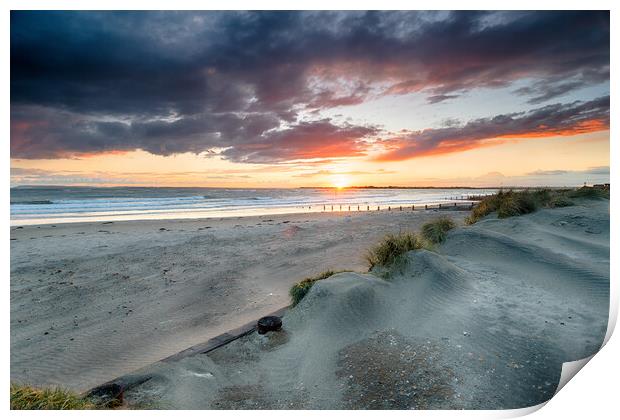Stormy Sunset at West Wittering Print by Helen Hotson