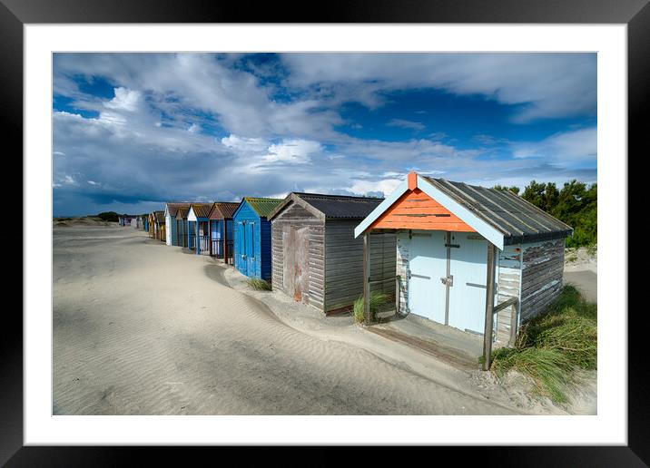 Beach Huts on a Sandy Beach Framed Mounted Print by Helen Hotson