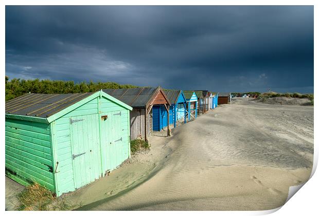 Storm Clouds at West Wittering Print by Helen Hotson