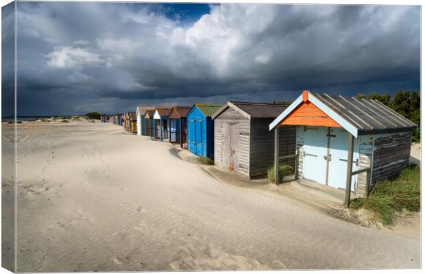 Beach Huts in Sussex Canvas Print by Helen Hotson