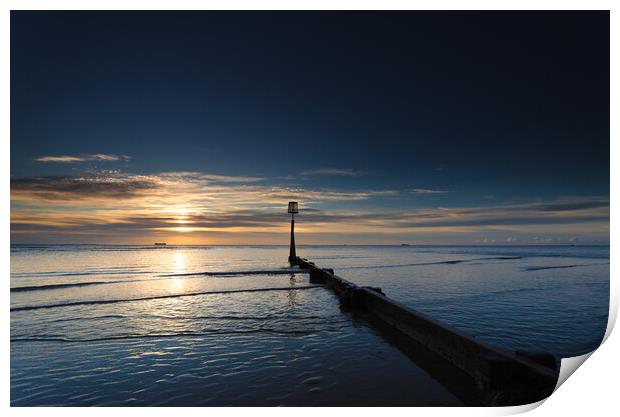 Sunrise In Cleethorpes Print by Peter Anthony Rollings