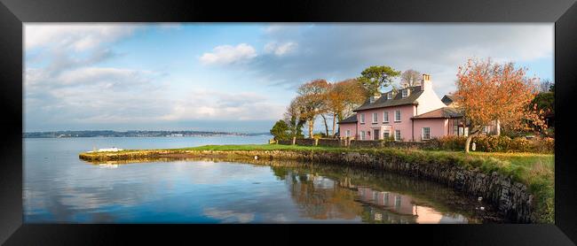 Pink Cottage at Empacombe Quay Framed Print by Helen Hotson