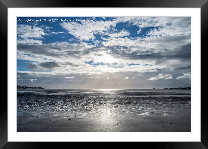 Sunset over Instow beach looking towards Northam Framed Mounted Print by Kevin White