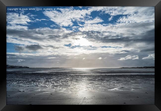 Sunset over Instow beach looking towards Northam Framed Print by Kevin White
