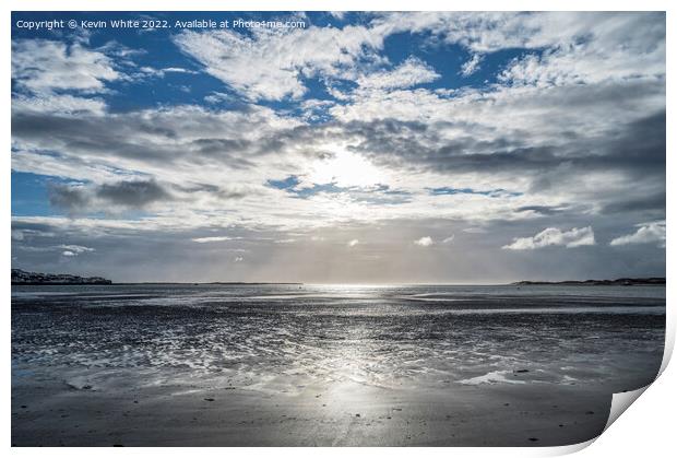 Sunset over Instow beach looking towards Northam Print by Kevin White