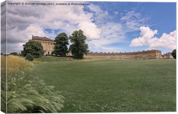 Storm clouds rolling in on a summers day at the Royal Crescent Bath Canvas Print by Duncan Savidge