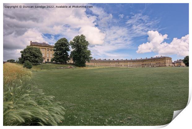 Storm clouds rolling in on a summers day at the Royal Crescent Bath Print by Duncan Savidge