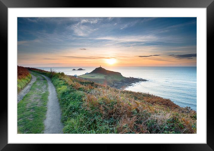 Sunset over Cape Cornwall Framed Mounted Print by Helen Hotson