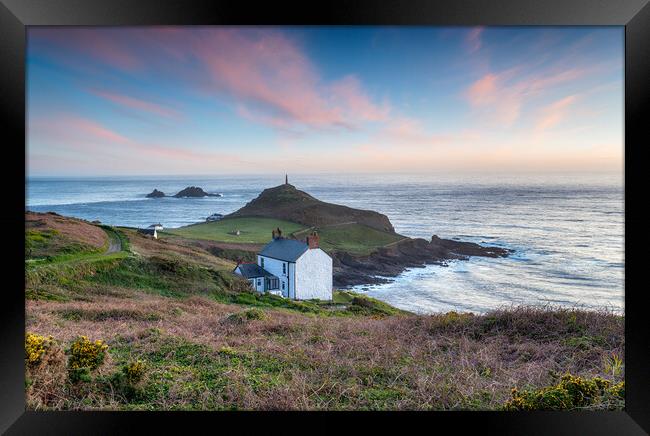 Dusk at Cape Cornwall Framed Print by Helen Hotson