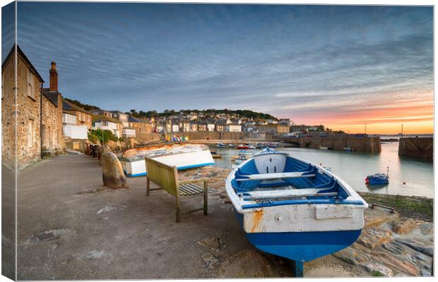 Sunrise at Mousehole in Cornwall Canvas Print by Helen Hotson