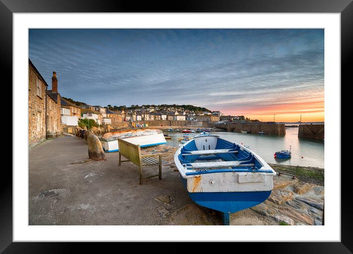 Sunrise at Mousehole in Cornwall Framed Mounted Print by Helen Hotson