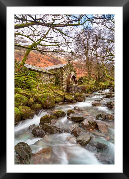 The old mill at Borrowdale  Framed Mounted Print by Helen Hotson