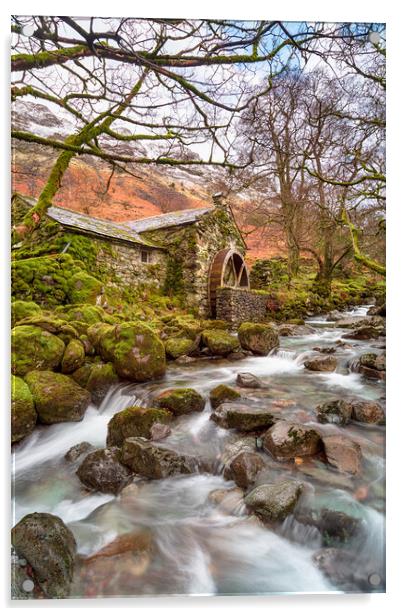 The old mill at Borrowdale  Acrylic by Helen Hotson
