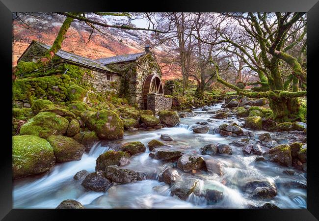 An ancient water mill on the banks of Combe Gill  Framed Print by Helen Hotson