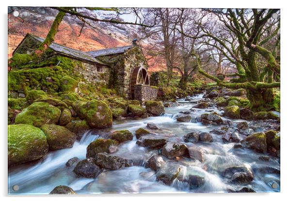 An ancient water mill on the banks of Combe Gill  Acrylic by Helen Hotson