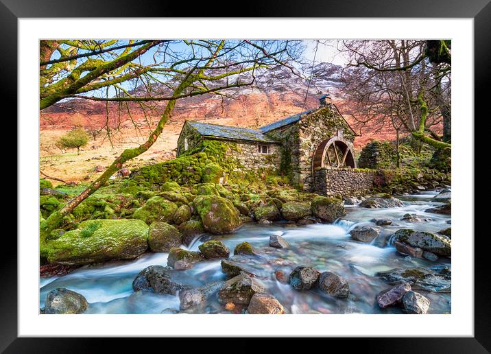 An Old Mill at Borrowdale in the Lake District Framed Mounted Print by Helen Hotson