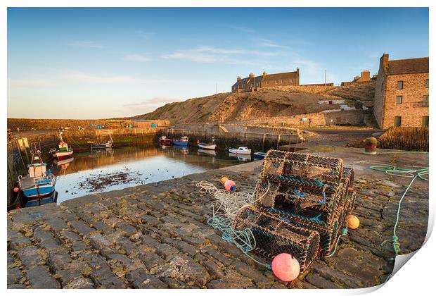 Fishing Boats at Keiss in Scotland Print by Helen Hotson