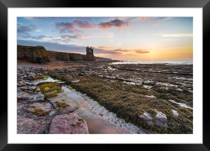 Sunrise at Keiss Castle in Caithness Framed Mounted Print by Helen Hotson