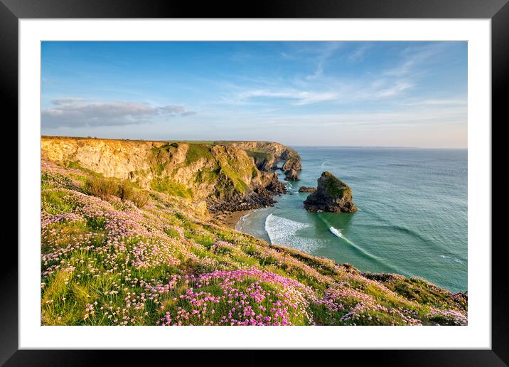 Cornish Cliffs in Summer Framed Mounted Print by Helen Hotson