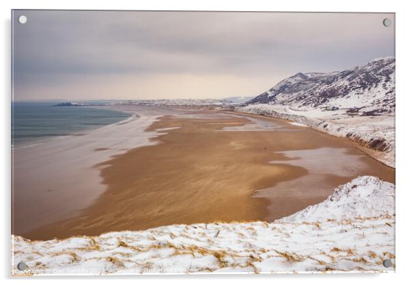 Rhossili Bay, Gower Acrylic by Dan Santillo