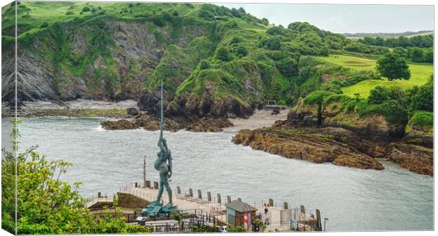 Verity Statue Overlooking The Harbour Entrance  Canvas Print by Peter F Hunt