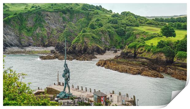 Verity Statue Overlooking The Harbour Entrance  Print by Peter F Hunt