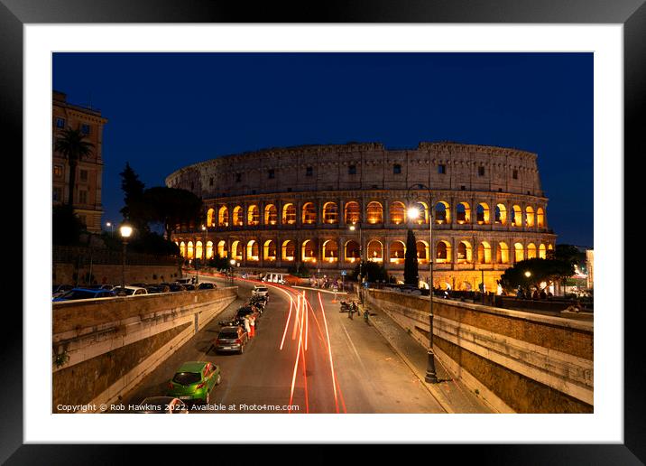 Colosseum Light Trails  Framed Mounted Print by Rob Hawkins