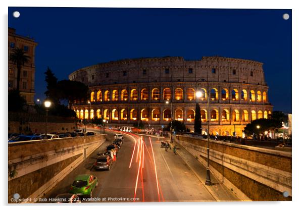 Colosseum Light Trails  Acrylic by Rob Hawkins