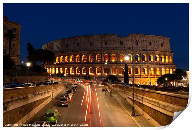 Colosseum Light Trails  Print by Rob Hawkins
