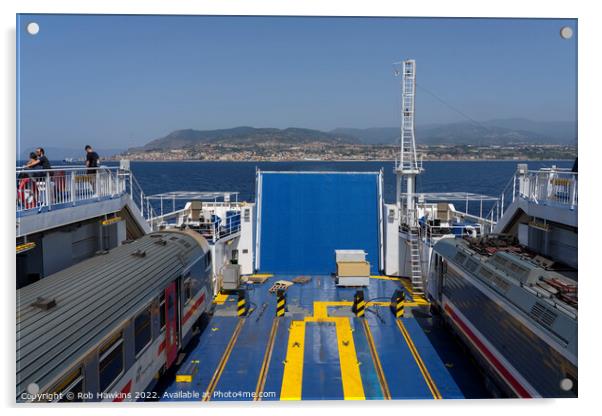 Sicilian Train Ferry Acrylic by Rob Hawkins