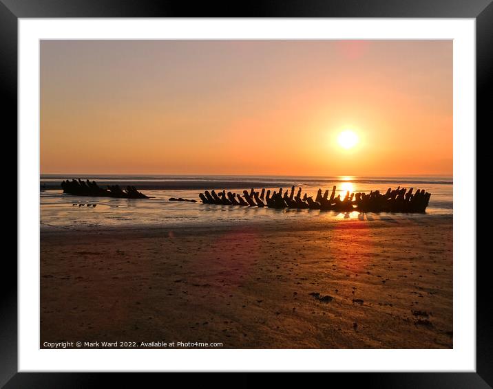Shipwreck at Sunset. Framed Mounted Print by Mark Ward