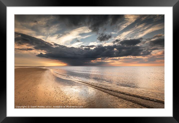 Storm Clouds Reflect on Brancaster Beach Framed Mounted Print by David Powley