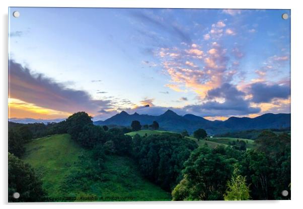 Sunset over Mount Warning Acrylic by Julie Gresty