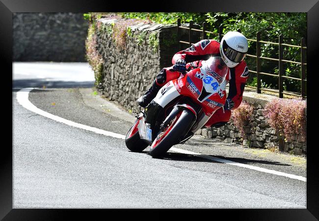 2022 IOM TT tourist trophy races, motorbikes, MotoGP, BSB, WSBK, Gas Monkey, UK England Framed Print by Russell Finney