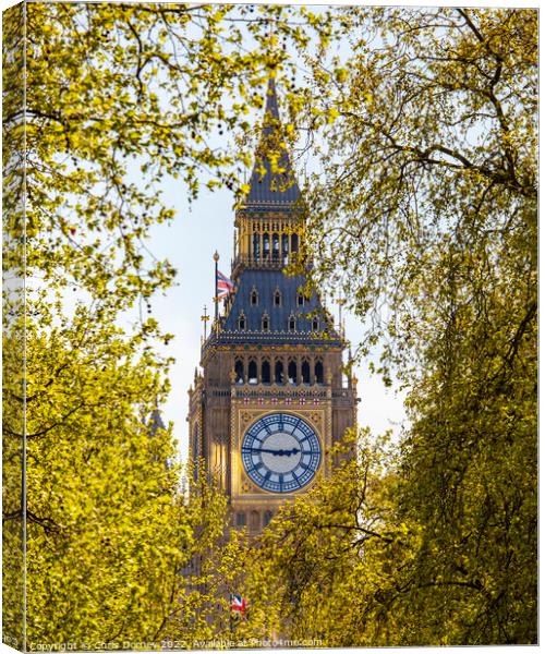 Elizabeth Tower viewed from the Victoria Embankment in London, U Canvas Print by Chris Dorney