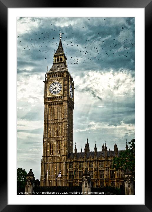 Dramatic Big Ben in London Framed Mounted Print by Ann Biddlecombe