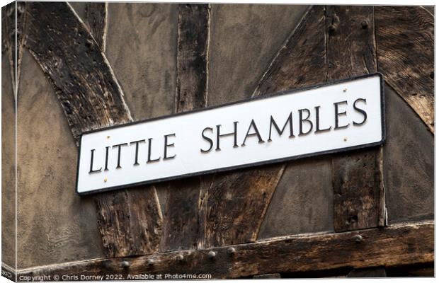 Little Shambles in York, UK Canvas Print by Chris Dorney
