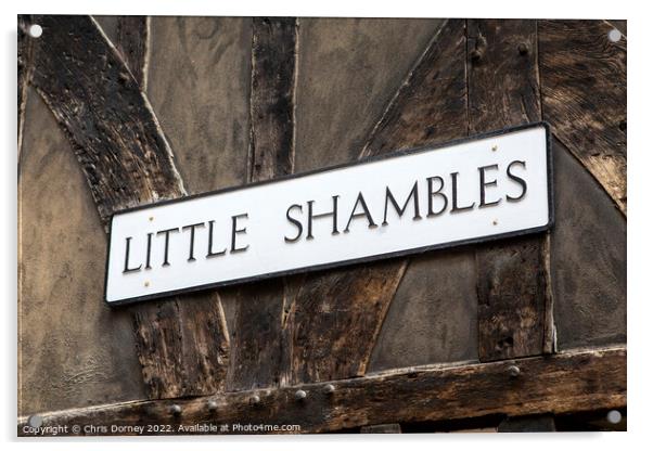 Little Shambles in York, UK Acrylic by Chris Dorney