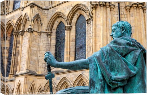 Statue of Constantine the Great at York Minster in York, UK Canvas Print by Chris Dorney
