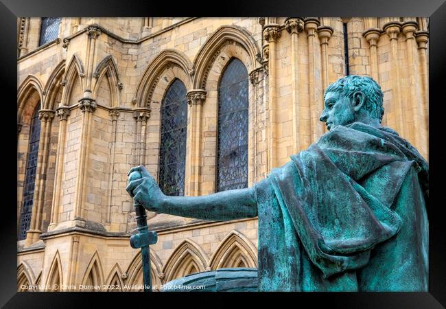 Statue of Constantine the Great at York Minster in York, UK Framed Print by Chris Dorney