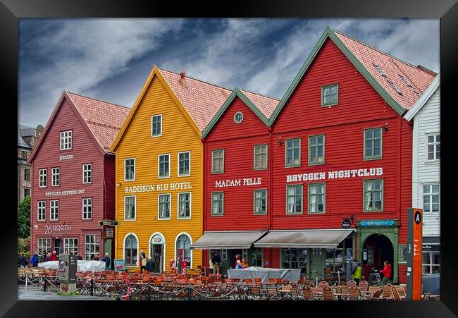 Historic Bryggen Buildings in Bergen Norway Framed Print by Martyn Arnold