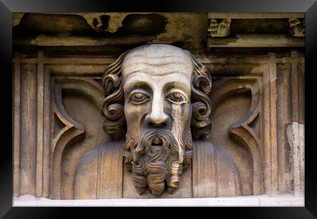 Sculpture on the Exterior of York Minster in York, UK Framed Print by Chris Dorney