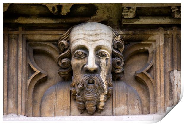 Sculpture on the Exterior of York Minster in York, UK Print by Chris Dorney