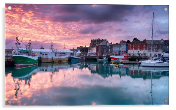 Sunrise at Padstow Acrylic by Helen Hotson