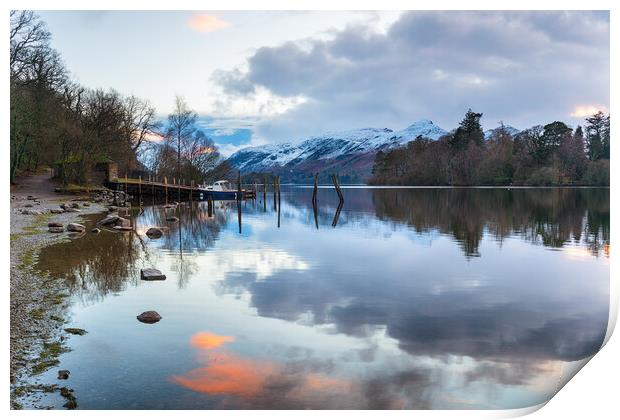 Derwentwater in Cumbria Print by Helen Hotson