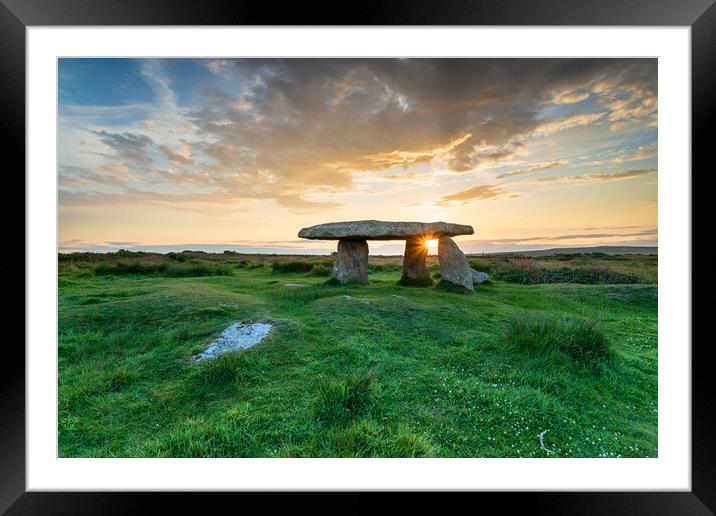 Beautiful sunset over Lanyon Quoit  Framed Mounted Print by Helen Hotson