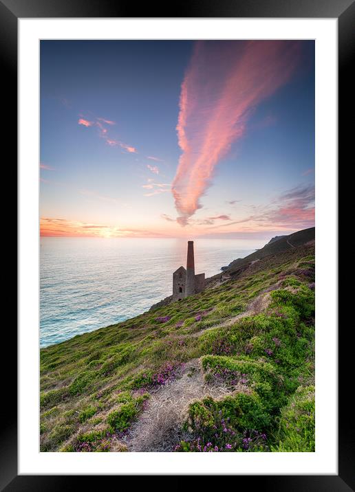 Sunset over Wheal Coates Framed Mounted Print by Helen Hotson