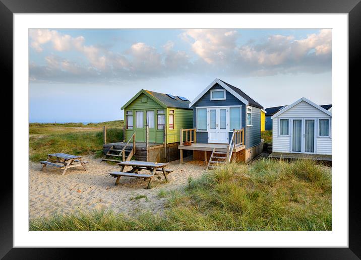 Beach Huts at Mudeford Framed Mounted Print by Helen Hotson