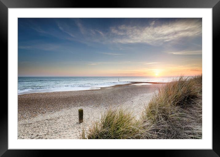 Sunset and Sand Dunes Framed Mounted Print by Helen Hotson